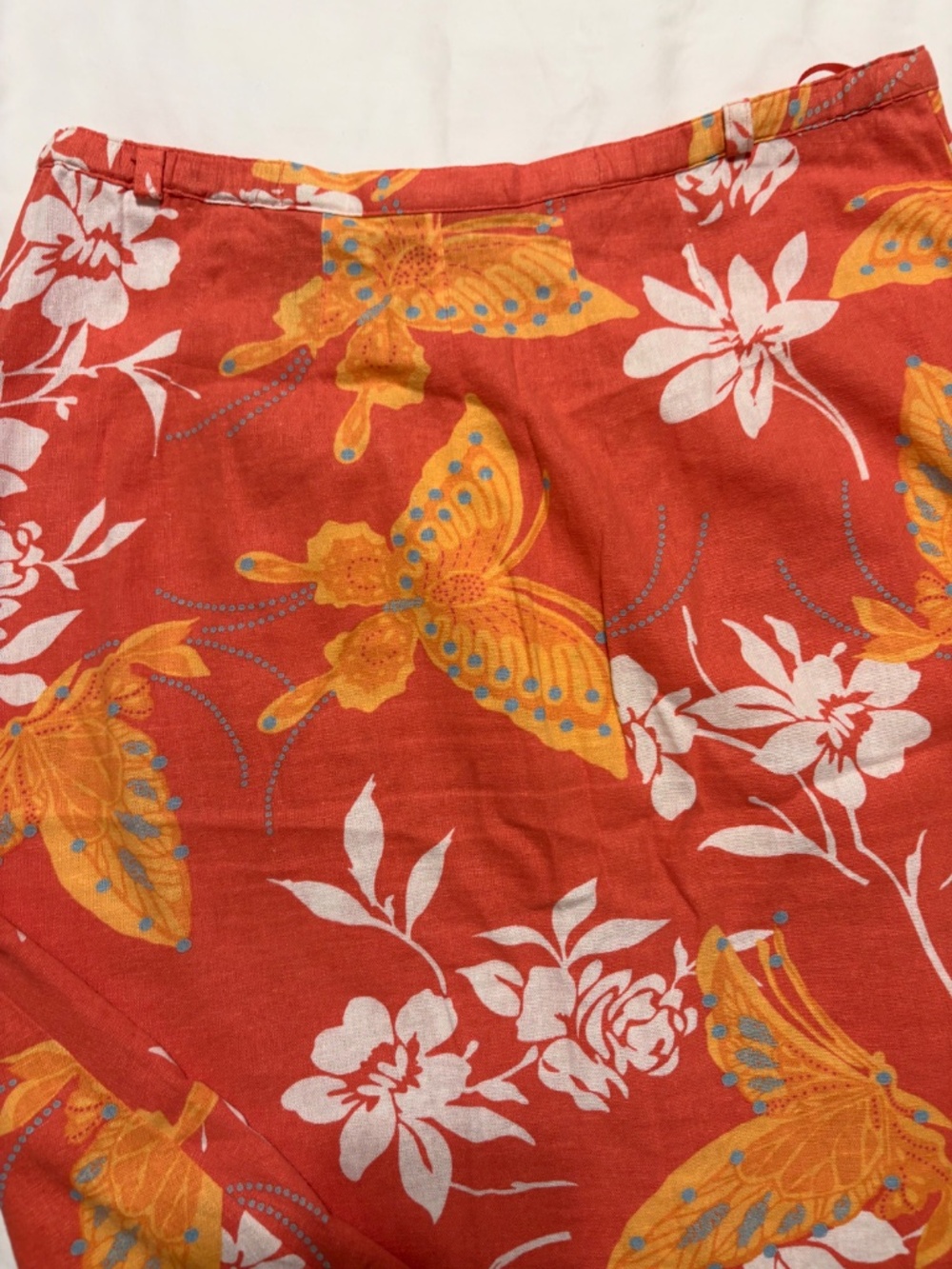 Vintage 2001 Karen Scott Y2K Butterfly Linen Midi Skirt 8P - Picture 9 of 10